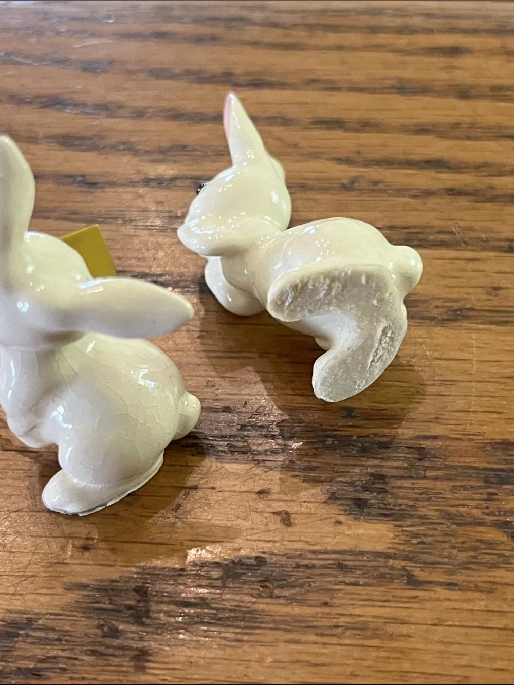 Ceramic mini White Bunny Figurine Set for Small Pets Decor